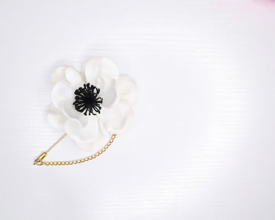 White Anemone Lapel Pin