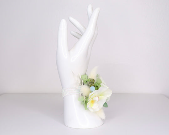 White Orchid & Crystal Wrist Corsage