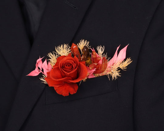 Warm Toned Rose & Crystal Pocket Boutonnière