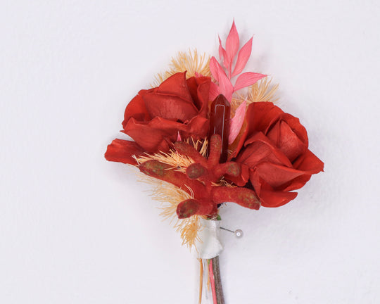 Warm Toned Rose & Crystal Pin On Boutonnière