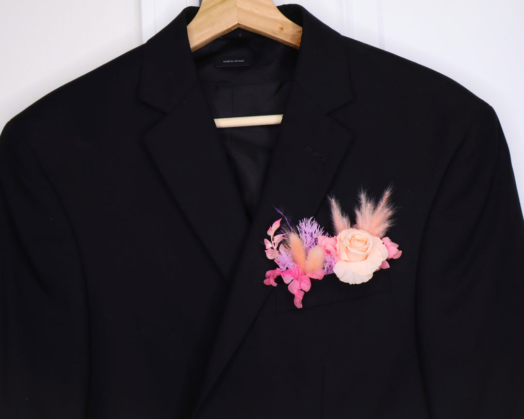 Peachy Lavender Pocket Boutonnière