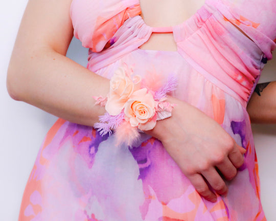 Peachy Lavender Wrist Corsage