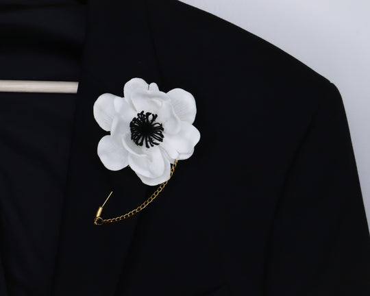 White Anemone Lapel Pin