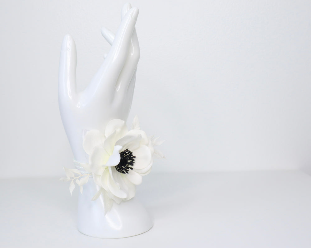 White Anemone Wrist Corsage