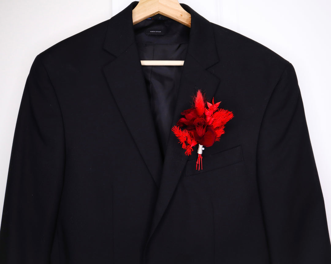 Red Rose Pin On Boutonnière